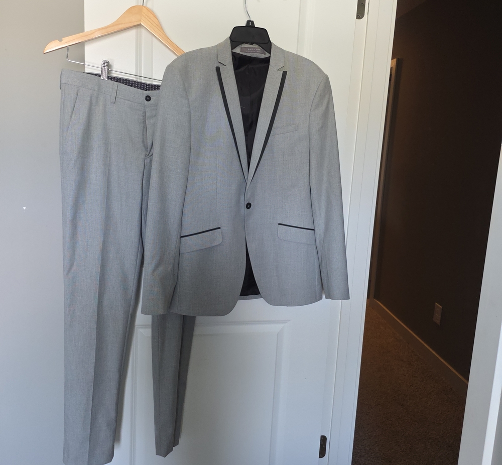 Zara Light Gray Suit with Black Trim